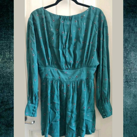 Free People Love Grows Green Combo Romper Size Med - Picture 3 of 4